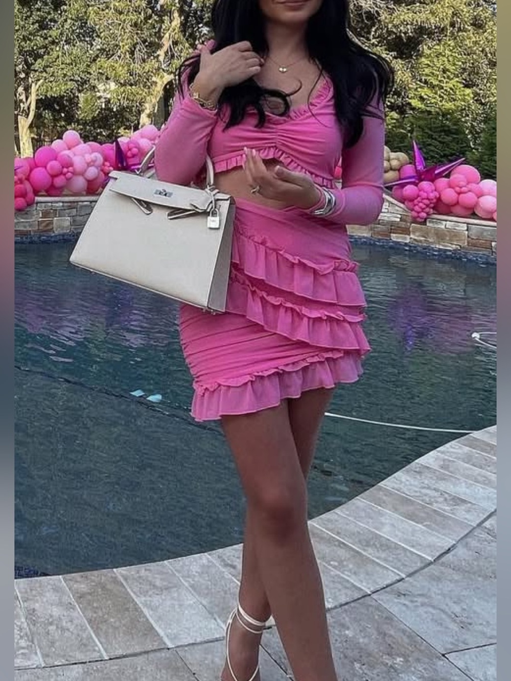 MAJORELLE Pink Ruffle Two-Piece Mini Dress